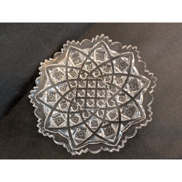 Vintage Westmoreland Clear Pressed Glass Butter Dish W Dome Lid Scalloped Plate - Picture 2 of 9